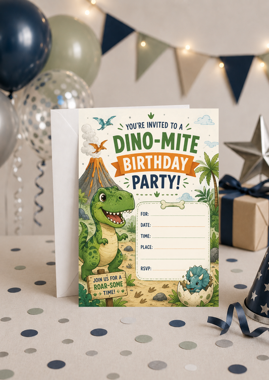 Birthday Party Invitation - Dino-mite (BI0005)