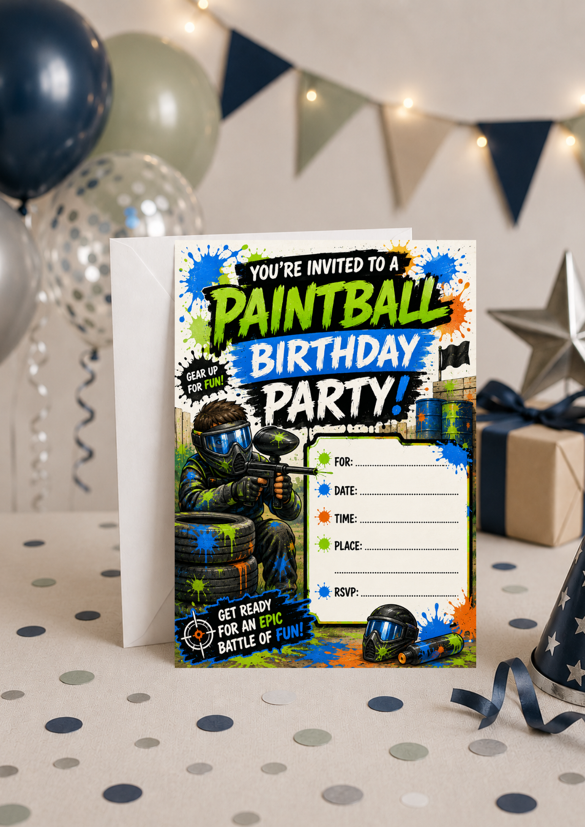 Birthday Party Invitation - Paintball (BI0009)