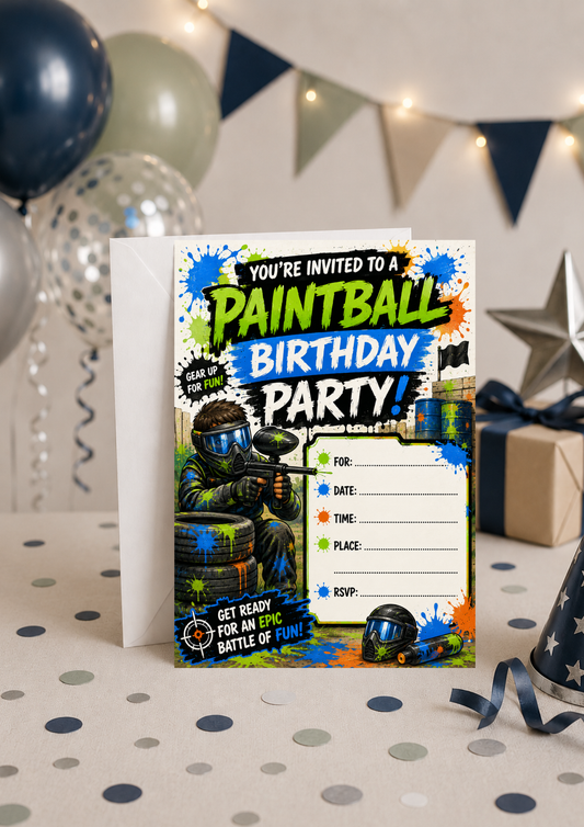 Birthday Party Invitation - Paintball (BI0009)