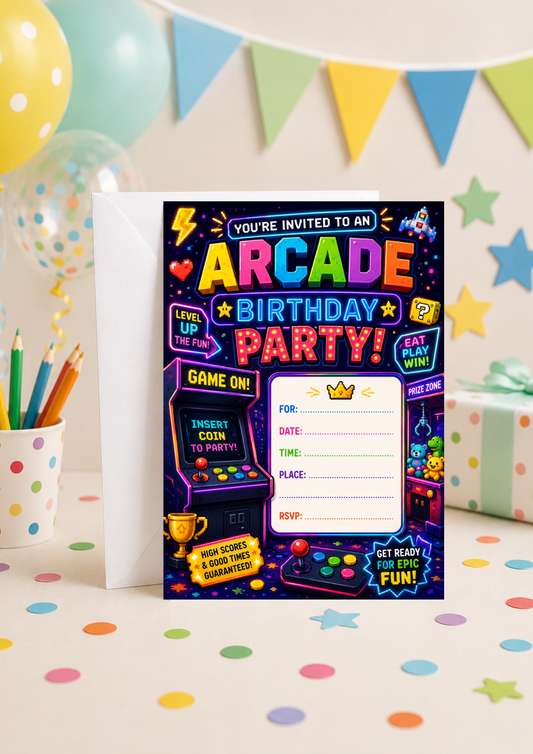 Birthday Party Invitation - Arcade (BI0011)