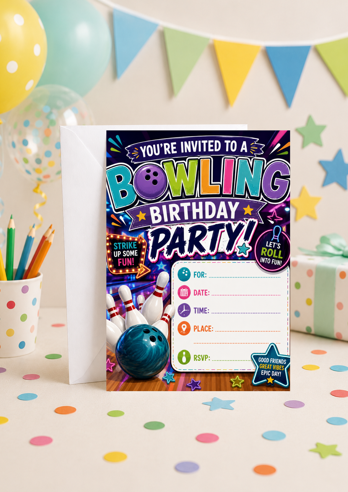 Birthday Party Invitation - Bowling (BI0015)
