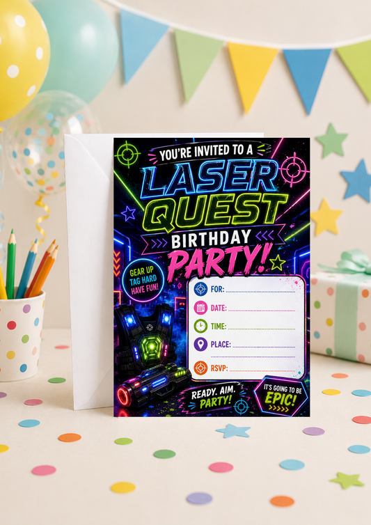 Birthday Party Invitation - Laser Quest (BI0016) *DIGITAL DOWNLOAD*