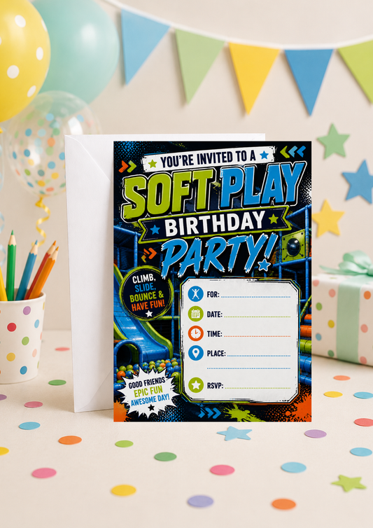 Birthday Party Invitation - Blueish Softplay (BI0019)