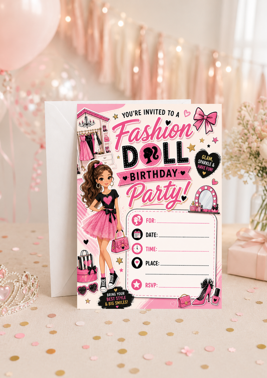 Birthday Party Invitation - Fashion Dolls (BI0021) *DIGITAL DOWNLOAD*