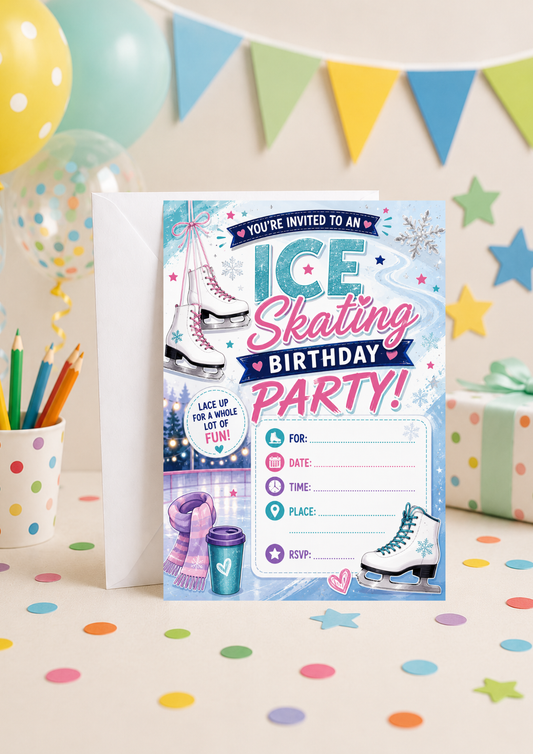 Birthday Party Invitation - Ice Skating (BI0025) *DIGITAL DOWNLOAD*
