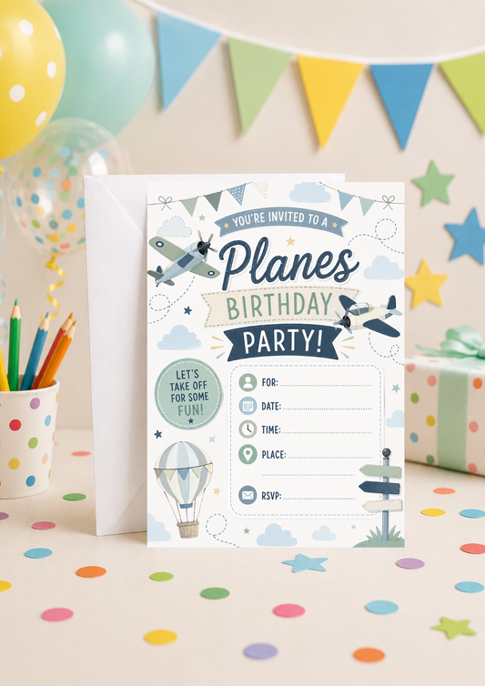 Birthday Party Invitation - Planes (BI0027) *DIGITAL DOWNLOAD*