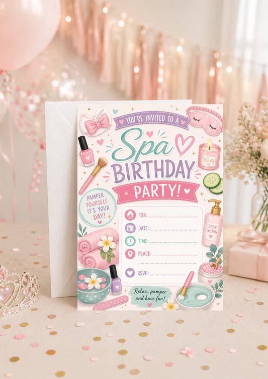 Birthday Party Invitation - Girly Spa (BI0031) *DIGITAL DOWNLOAD*