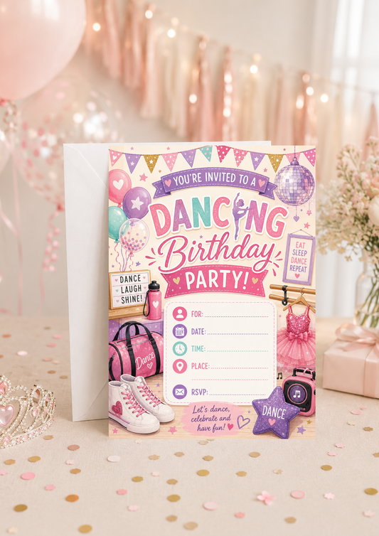 Birthday Party Invitation - Girly Dancing (BI0032) *DIGITAL DOWNLOAD*