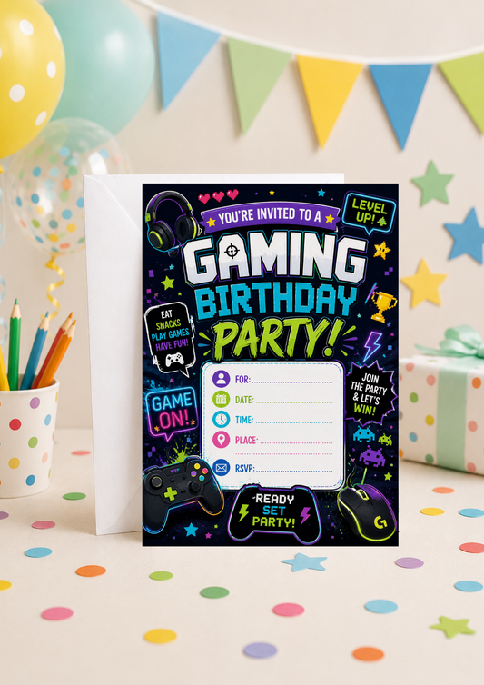 Birthday Party Invitation - Gaming (BI0034) *DIGITAL DOWNLOAD*