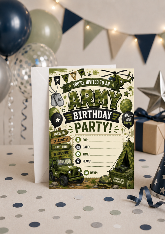 Birthday Party Invitation - Army (BI0035)
