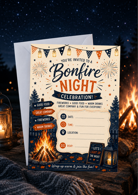 Bonfire Night Invitation - Bunting (BNI0002) *DIGITAL DOWNLOAD*