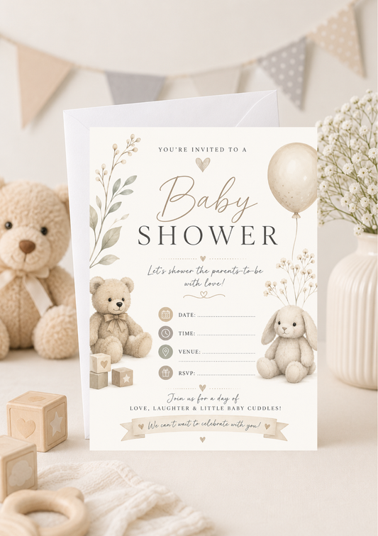 Baby Shower Invitation - Beige (BSI0003)