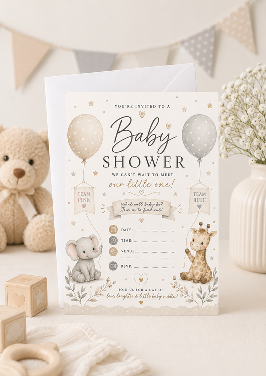 Baby Shower Invitation - Pink & Blue (BSI0005)
