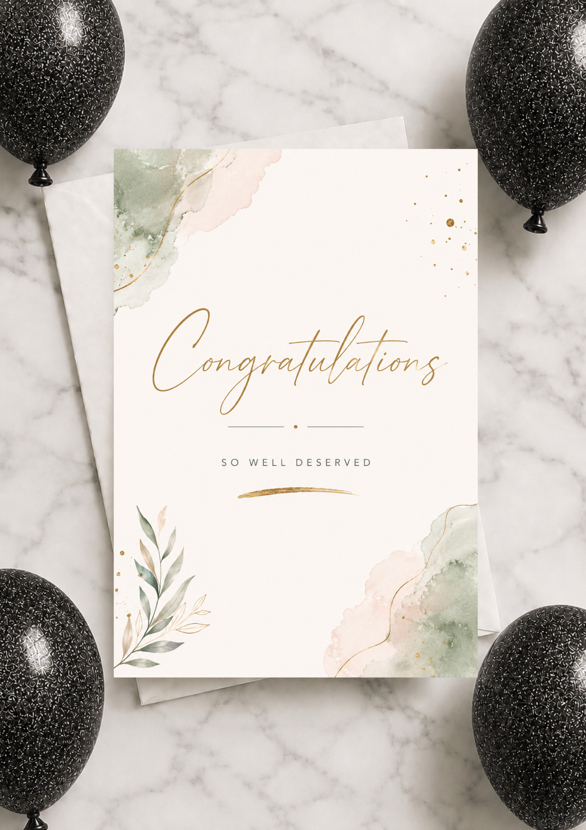 Congratulations Card - Green & Gold (CC0002)