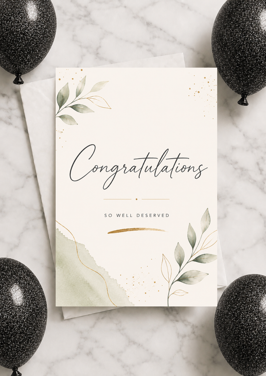 Congratulations Card - Green Leaves (CC0005)