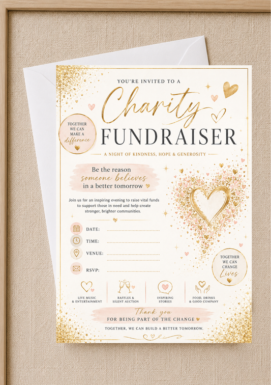 Charity Fundraiser Invitation - Glitter (CFI0003) *DIGITAL DOWNLOAD*