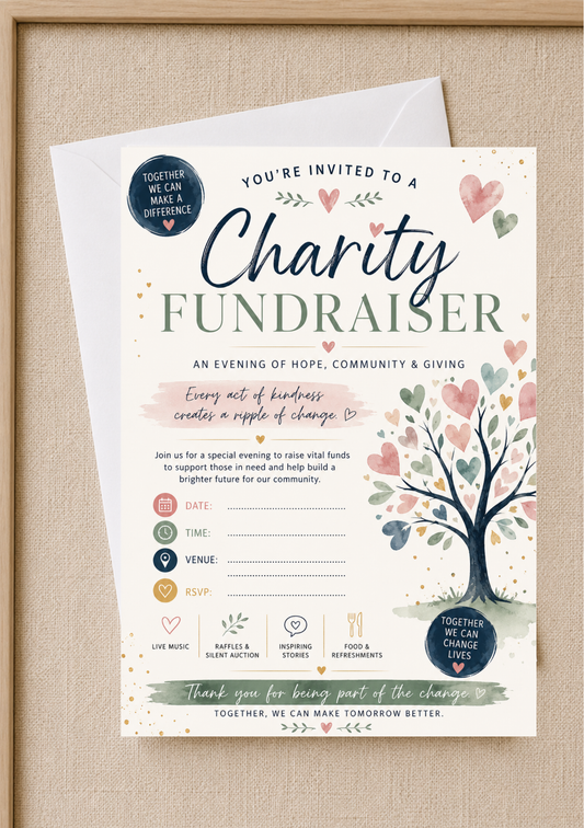 Charity Fundraiser Invitation - Hearts (CFI0005) *DIGITAL DOWNLOAD*