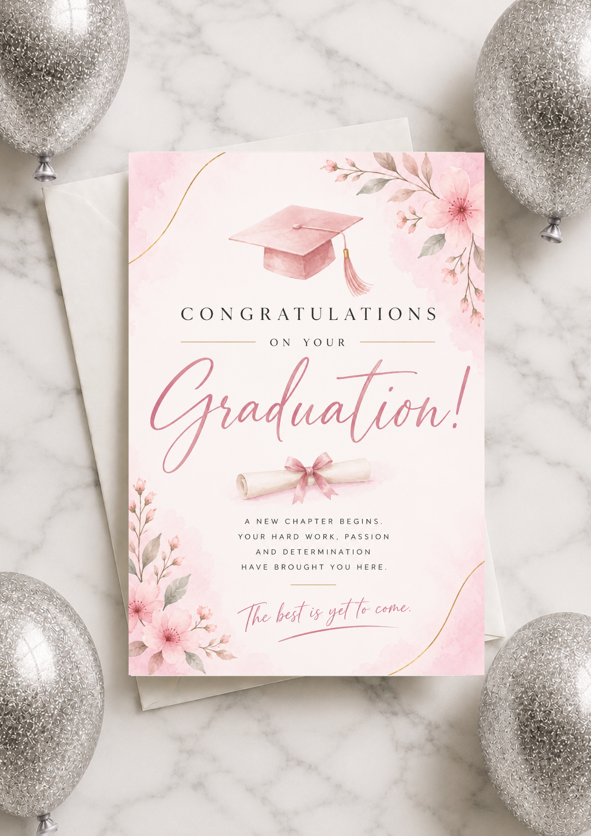 Graduation Celebration Card - Pink Floral (CGC0003)