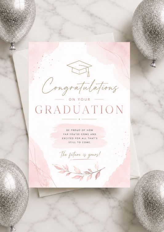 Graduation Celebration Card - Pink & Gold (CGC0004)