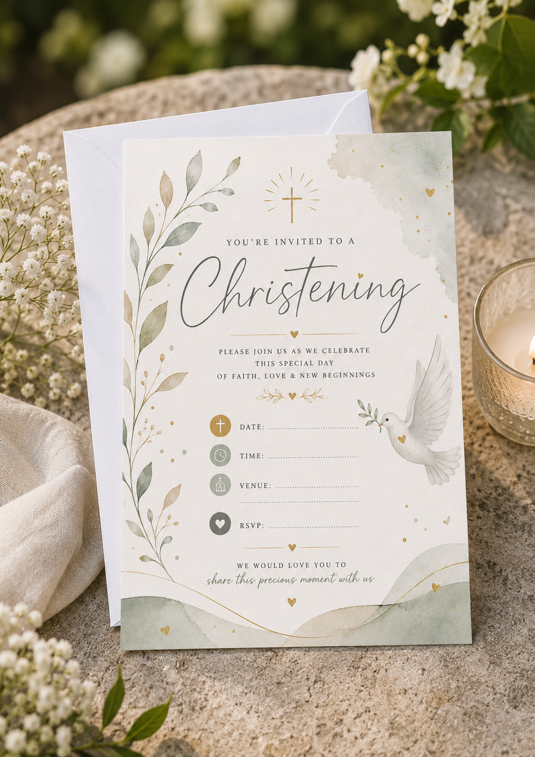 Christening Invitation - Dove (CI0001)