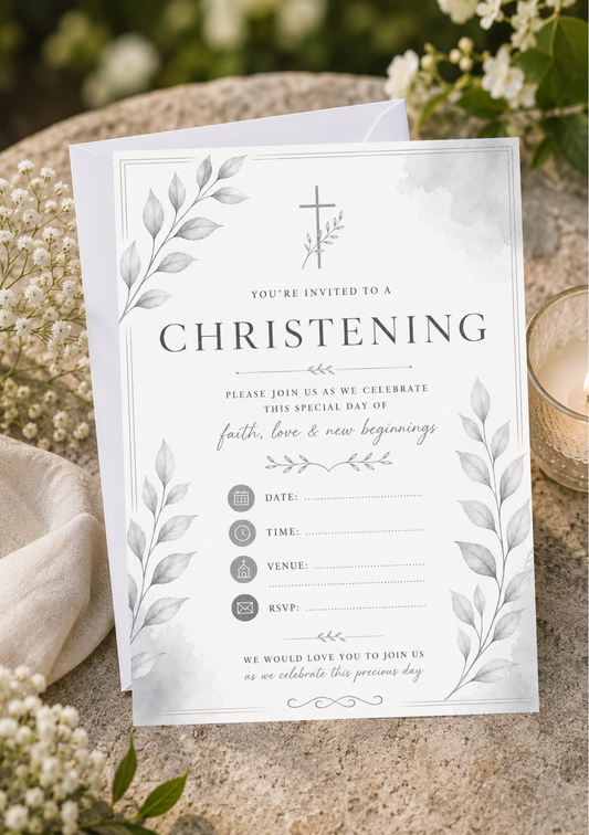 Christening Invitation - Grey Cross (CI0002)