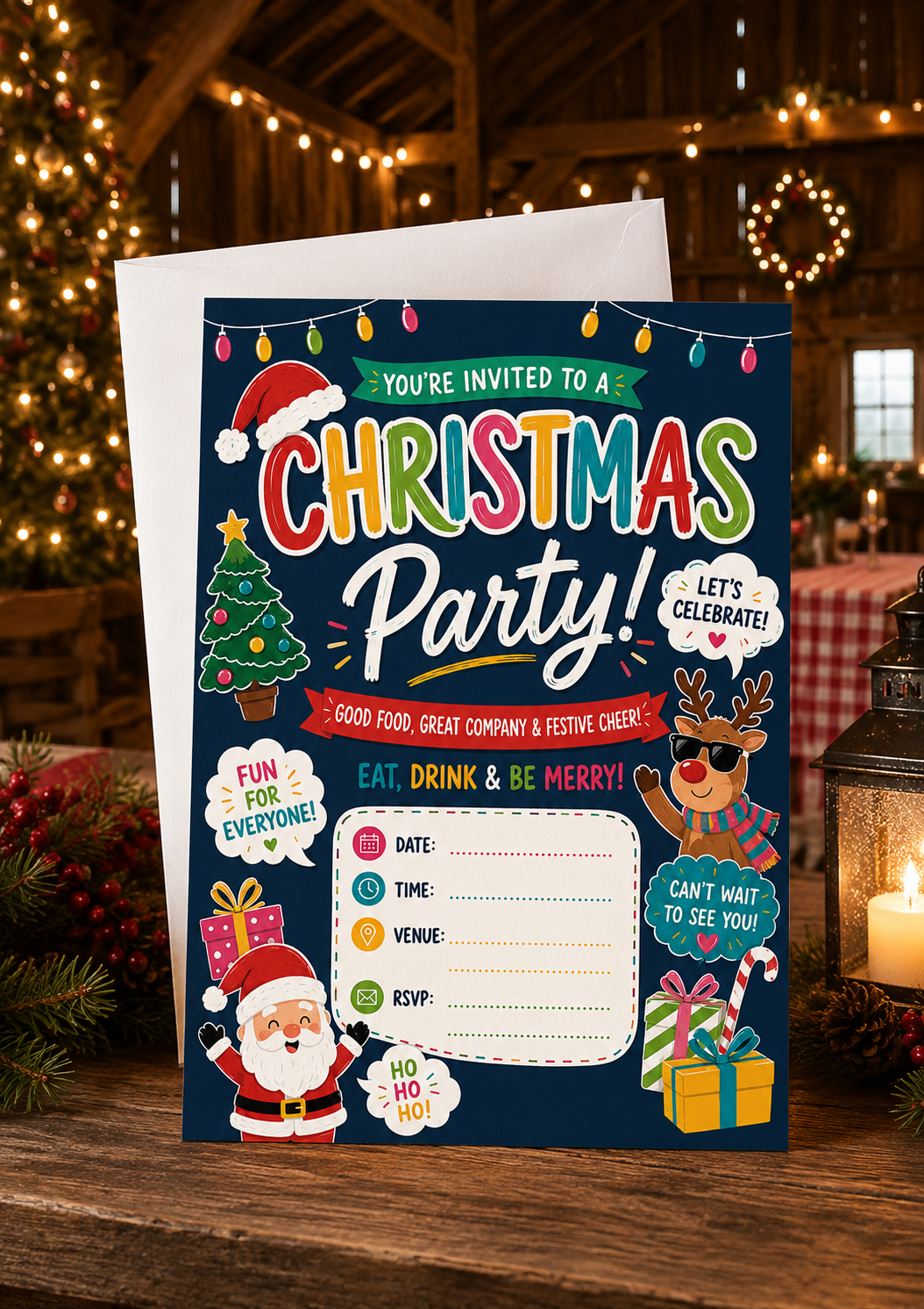 Christmas Party Invitation - Fun (CPI0001) *DIGITAL DOWNLOAD*
