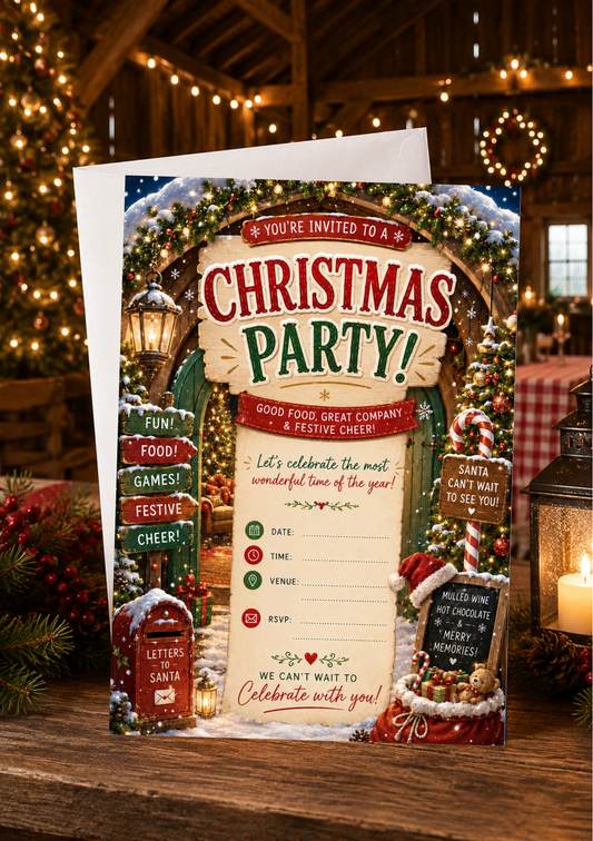 Christmas Party Invitation - Traditional (CPI0002) *DIGITAL DOWNLOAD*