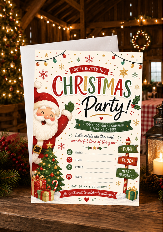 Christmas Party Invitation - Santa (CPI0003) *DIGITAL DOWNLOAD*