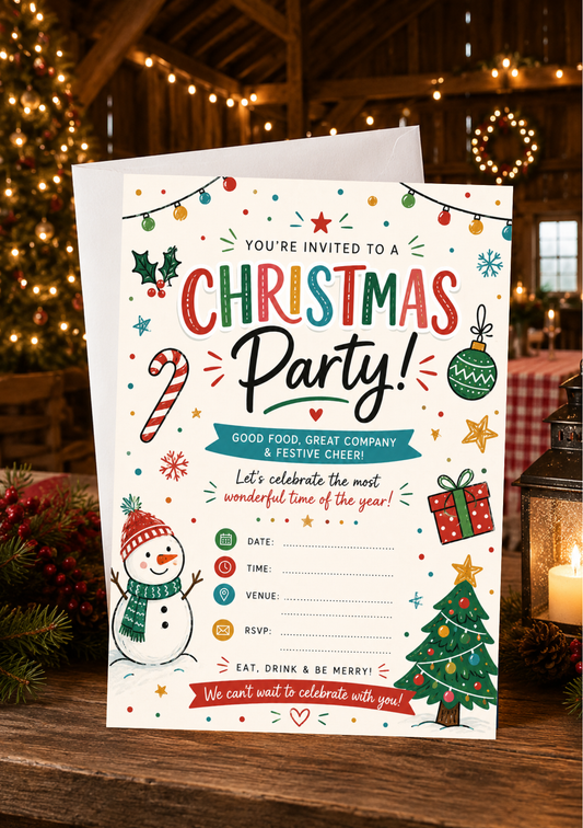Christmas Party Invitation - Snowman (CPI0004) *DIGITAL DOWNLOAD*