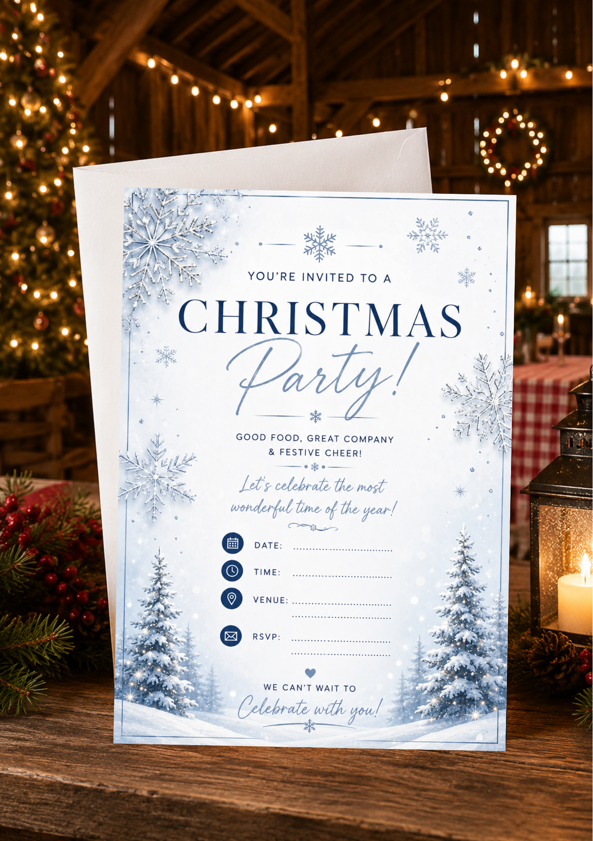 Christmas Party Invitation - Snowflakes (CPI0005)