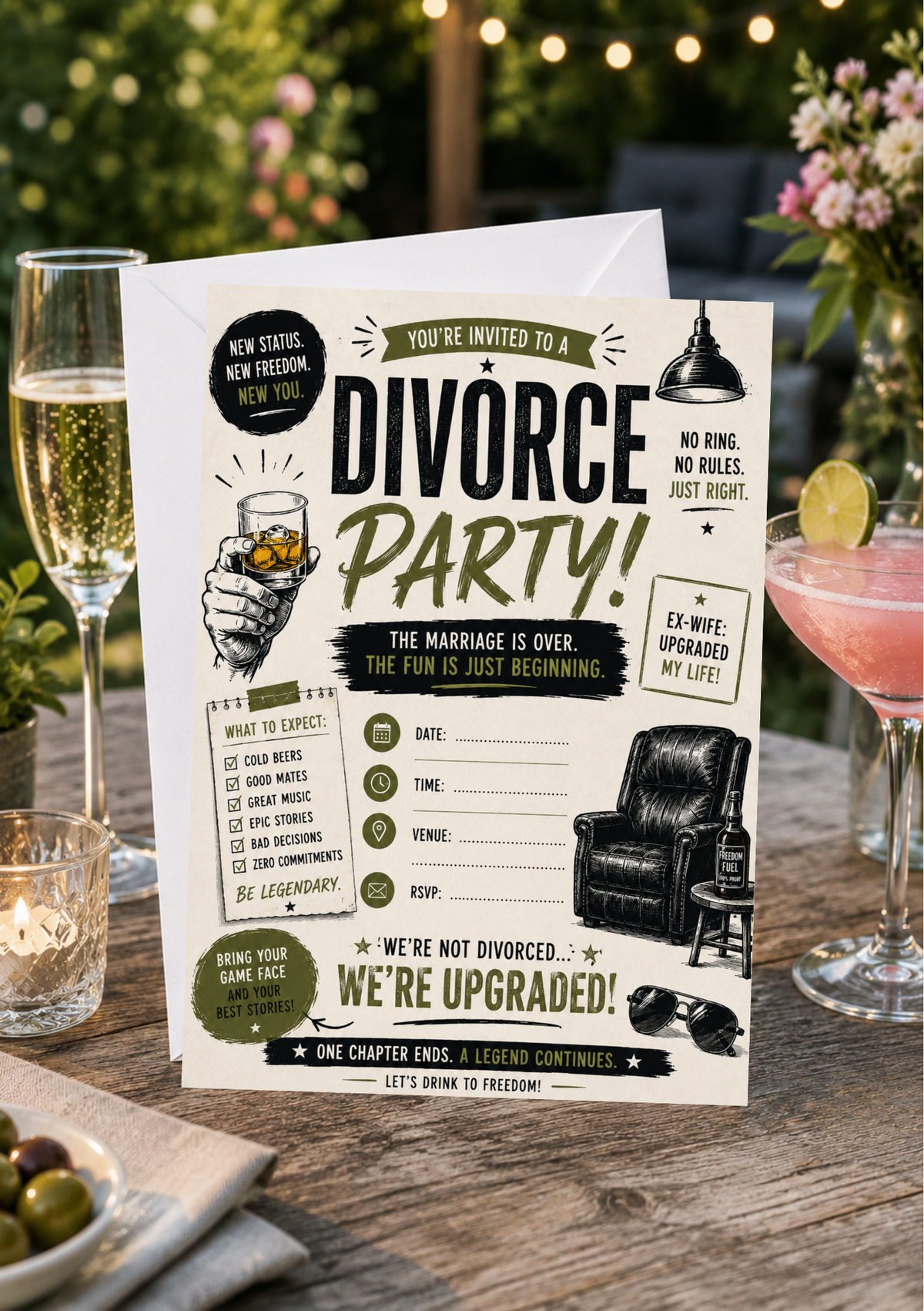 Divorce Party Invitation - Green (DPI0002)