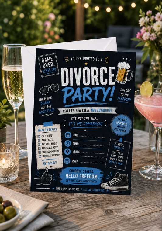 Divorce Party Invitation - Blue (DPI0003)