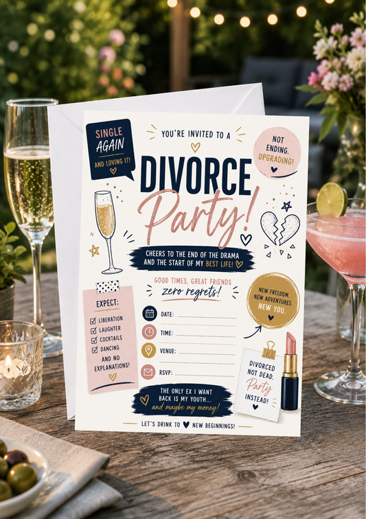 Divorce Party Invitation - Pink (DPI0004)