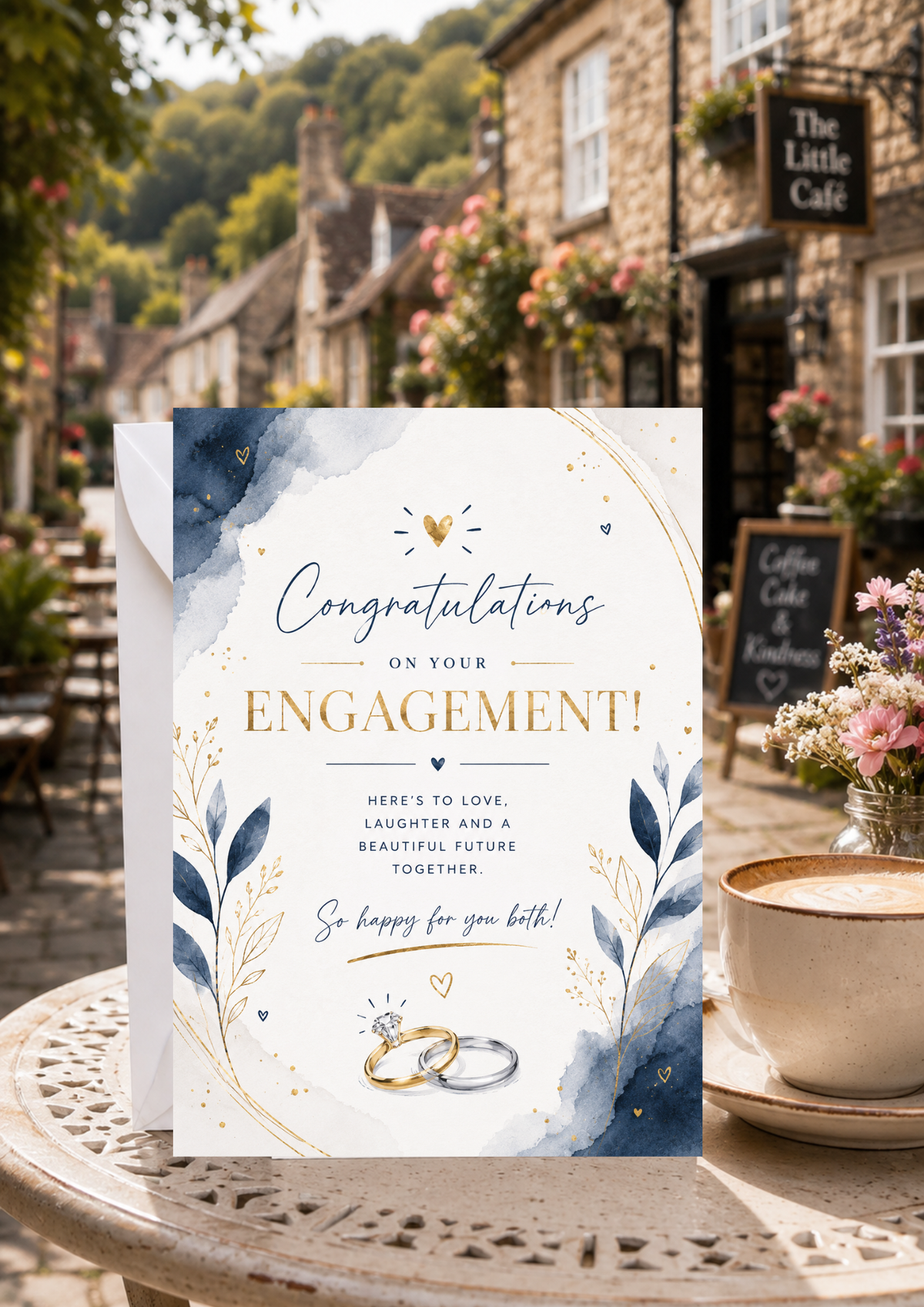 Engagement Card - Navy Rings (EC0002)