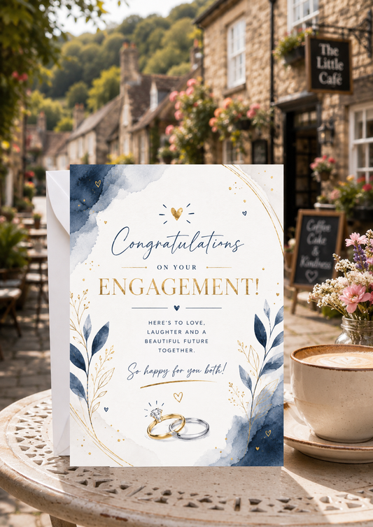 Engagement Card - Navy Rings (EC0002)