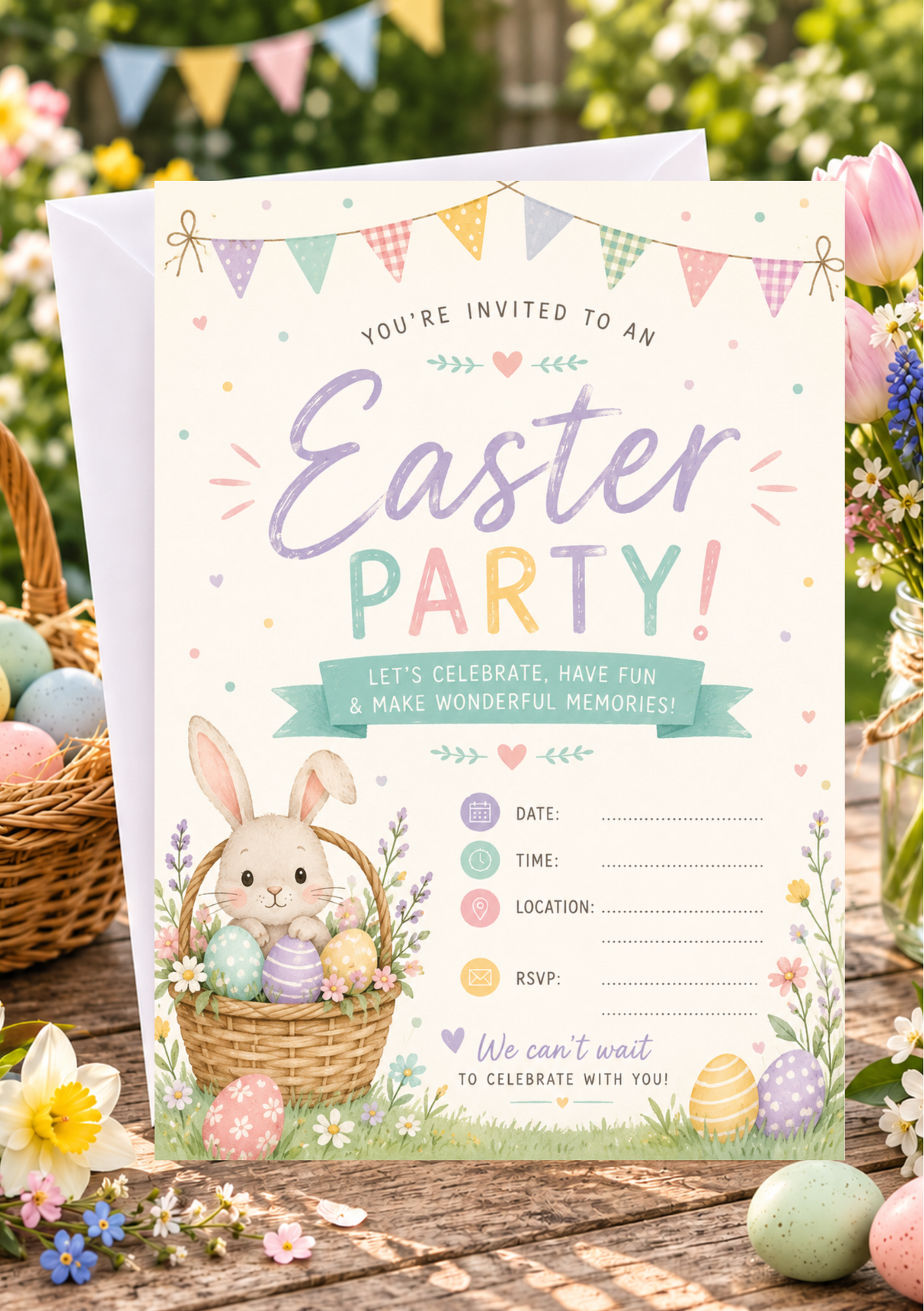Easter Party Invitation - Pastel Purple (EPI0003) *DIGITAL DOWNLOAD*
