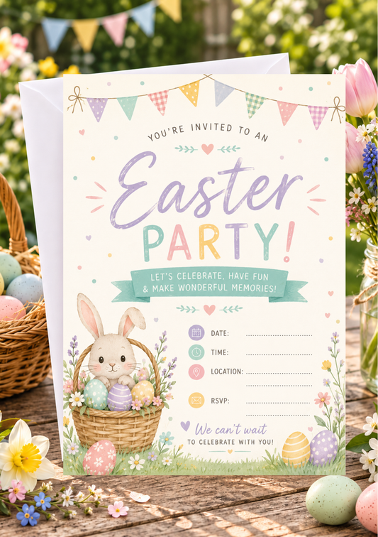 Easter Party Invitation - Pastel Purple (EPI0003) *DIGITAL DOWNLOAD*