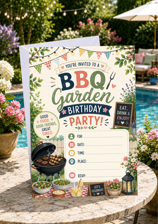 Garden Party Invitation - BBQ Bunting (GPI0002) *DIGITAL DOWNLOAD*