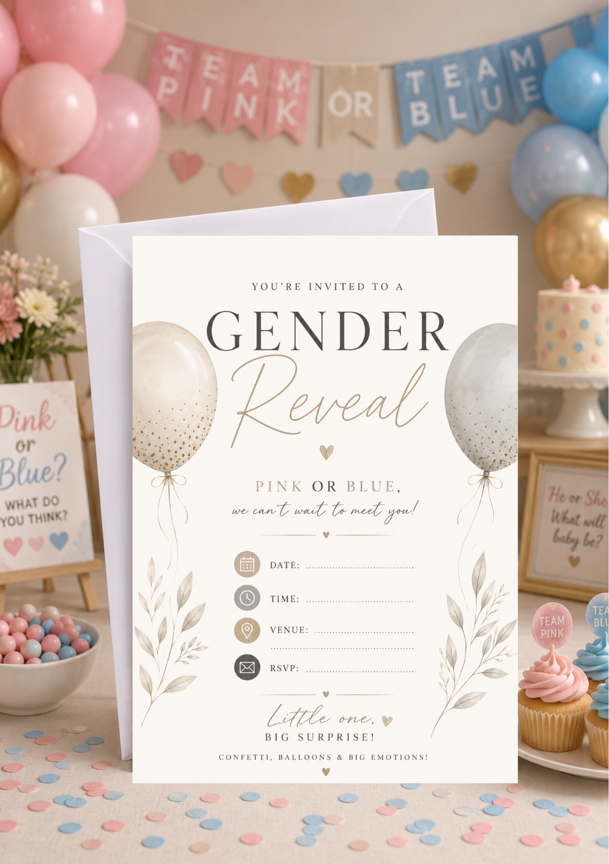 Gender Reveal - Subtle Pink & Blue (GR0002) *DIGITAL DOWNLOAD*