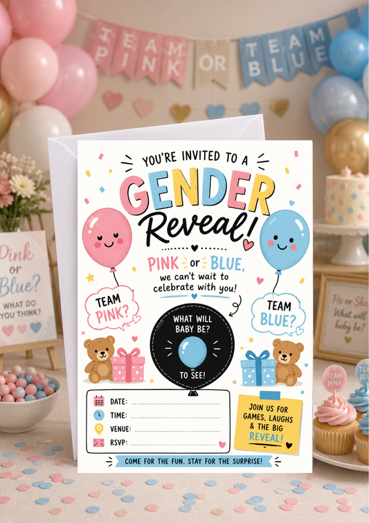 Gender Reveal - Fun Pink & Blue (GR0003) *DIGITAL DOWNLOAD*