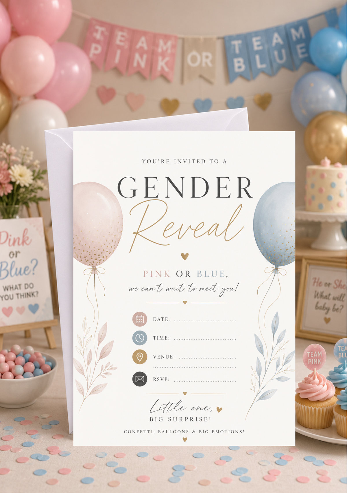 Gender Reveal - Soft Pink & Blue (GR0004)