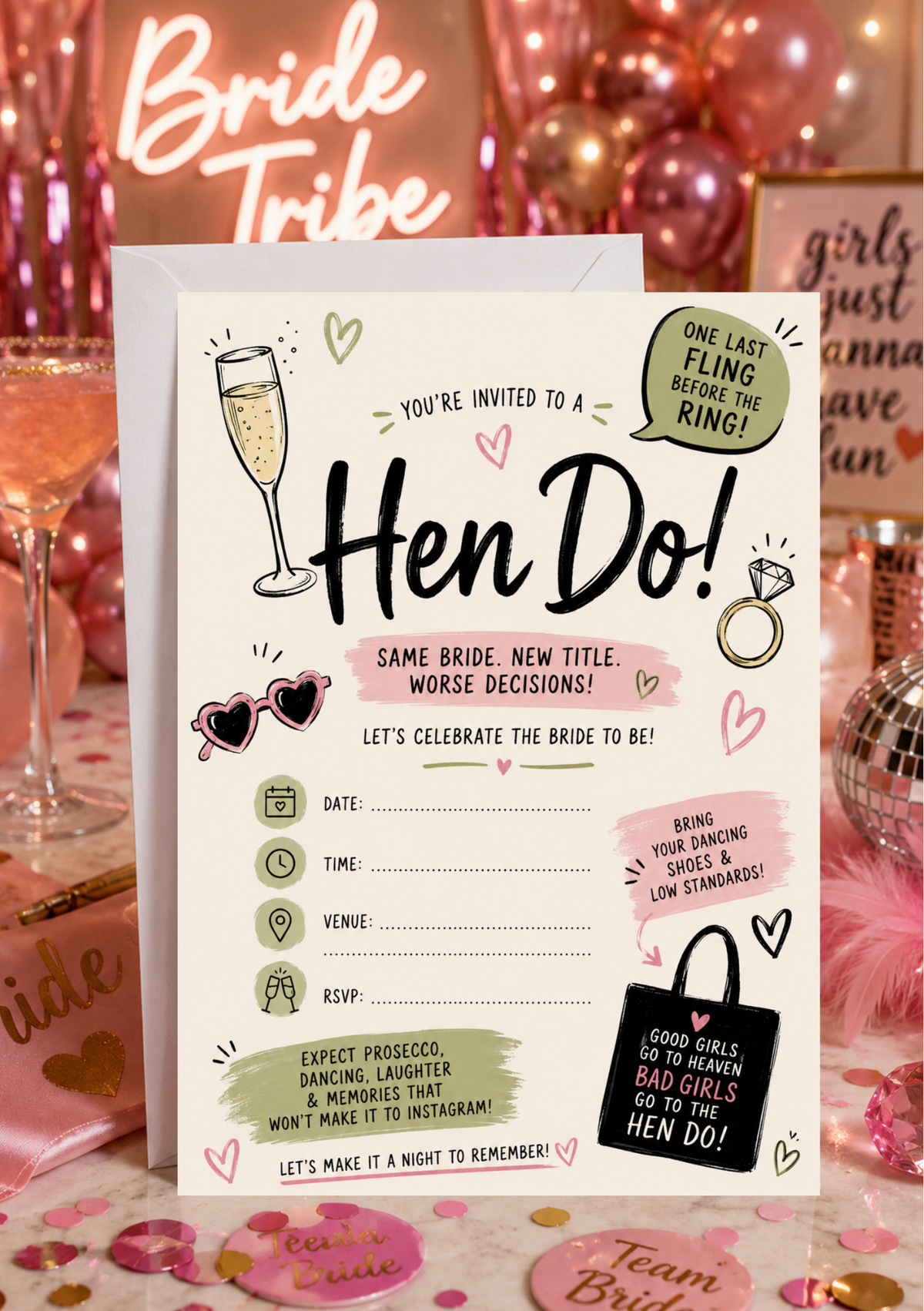 Hen Do Invitation - Girly (HD0002)