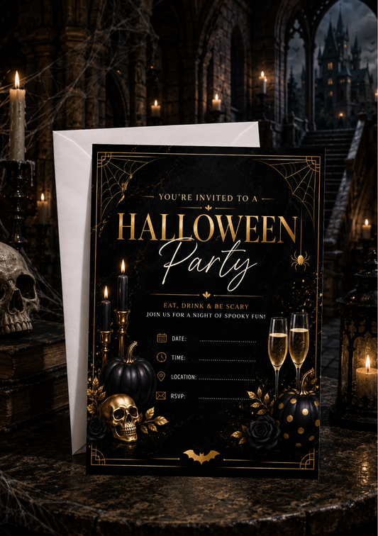 Halloween Party Invitation - Candles & Champagne (HPI0002) *DIGITAL DOWNLOAD*
