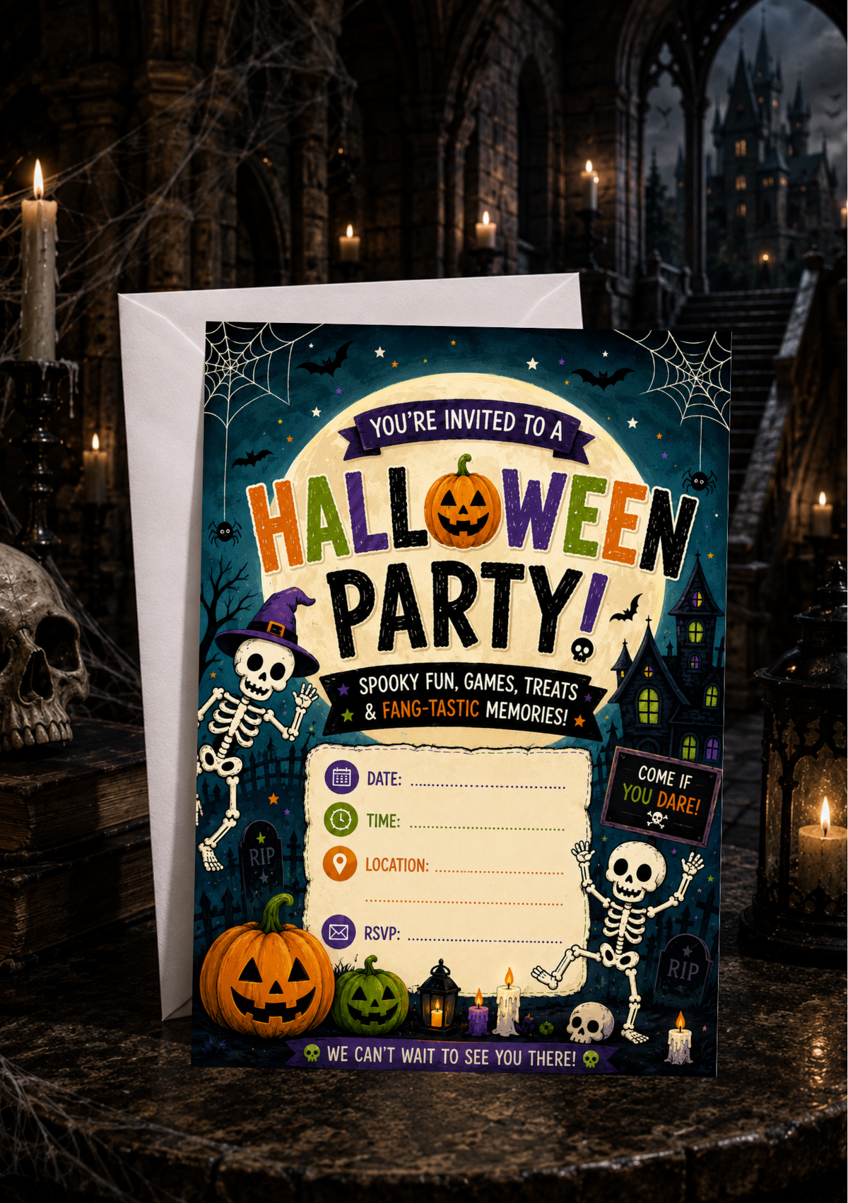 Halloween Party Invitation - Skeletons (HPI0003)