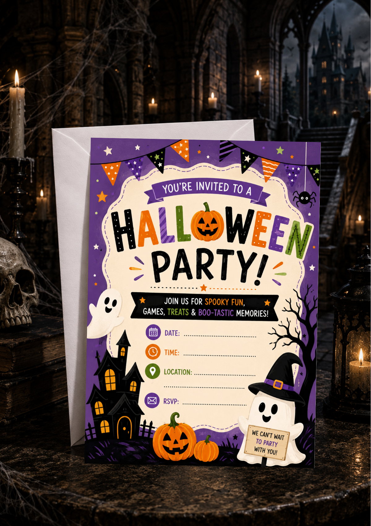 Halloween Party Invitation - Bunting (HPI0004)