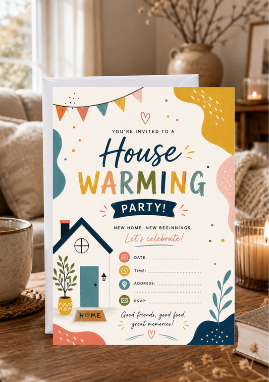 House Warming Invitation - Colourful (HW0002) *DIGITAL DOWNLOAD*