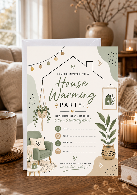 House Warming Invitation - Green (HW0003) *DIGITAL DOWNLOAD*