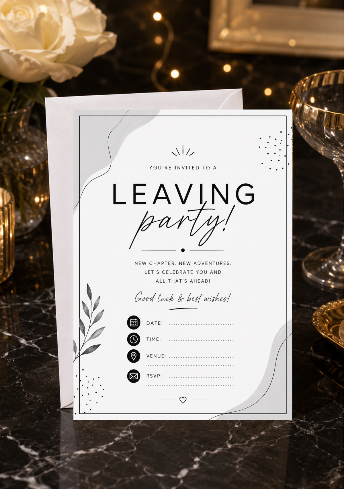 Leaving Party Invitation - Shades Of Grey (LPI0003) *DIGITAL DOWNLOAD*