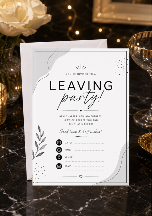 Leaving Party Invitation - Shades Of Grey (LPI0003) *DIGITAL DOWNLOAD*