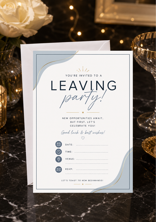 Leaving Party Invitation - Soft Blue (LPI0004) *DIGITAL DOWNLOAD*